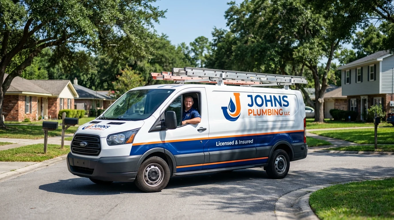 Johns Plumbing LLC service van in Stockdale, TX