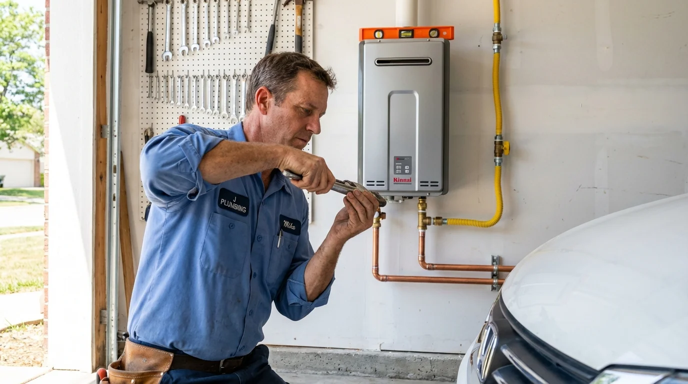 Tankless water heater installation by a Johns Plumbing LLC plumber in Stockdale